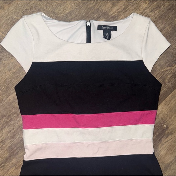 White House Black Market Colorblock Mini Dress - Black, White, Pink - Picture 3 of 11